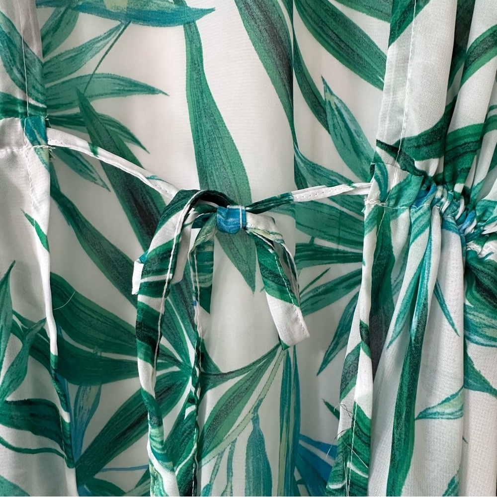 Portocruz Tropical Beach Pool Cover Up Kimono White Blue Green Size L NWT - Picture 4 of 6
